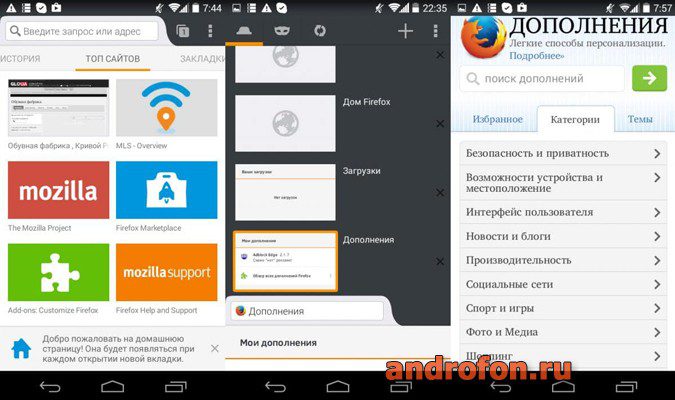 Внешний вид Firefox.