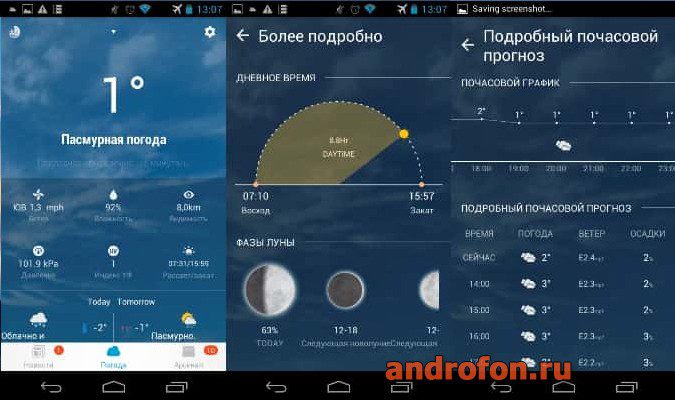 Приложение Daily & Hourly Weather Clock Widget.