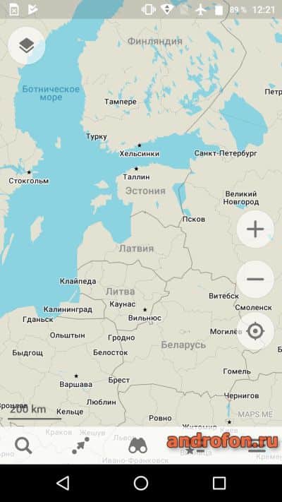 Интерфейс приложения «MAPS.ME».