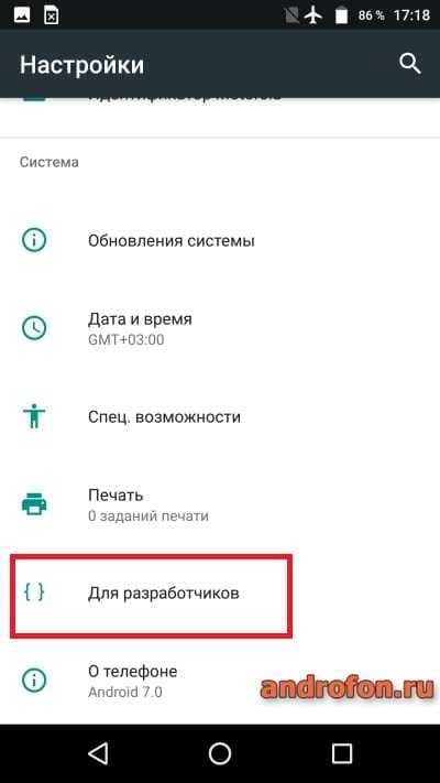 Пункт для разработчиков.