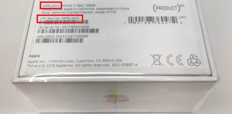 Номер партии на коробке iPhone.