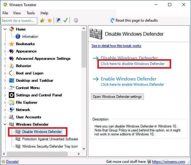 Программа Winaero Tweker.