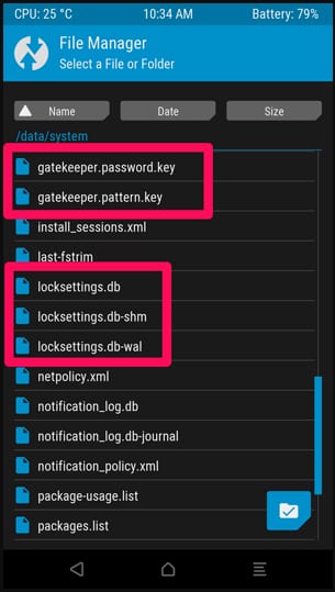 сброс пароля в recovery TWRP